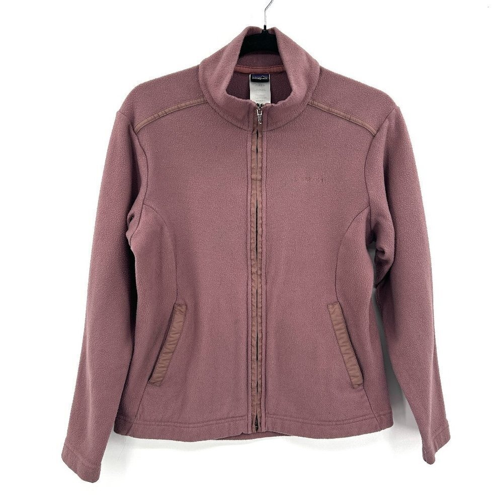 PATAGONIA Women's Mauve Purple Fleece Super Worn Grunge Full Zip Jacket Small